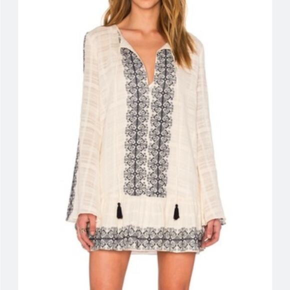 Bec + Bridge Cream Embroidered Boho Mini Dress Size 4 - Picture 1 of 6